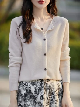 2024 基本秋冬女性セーター販売メリノウールニット新ファッション固体カーディガンクラシック長袖服トップス