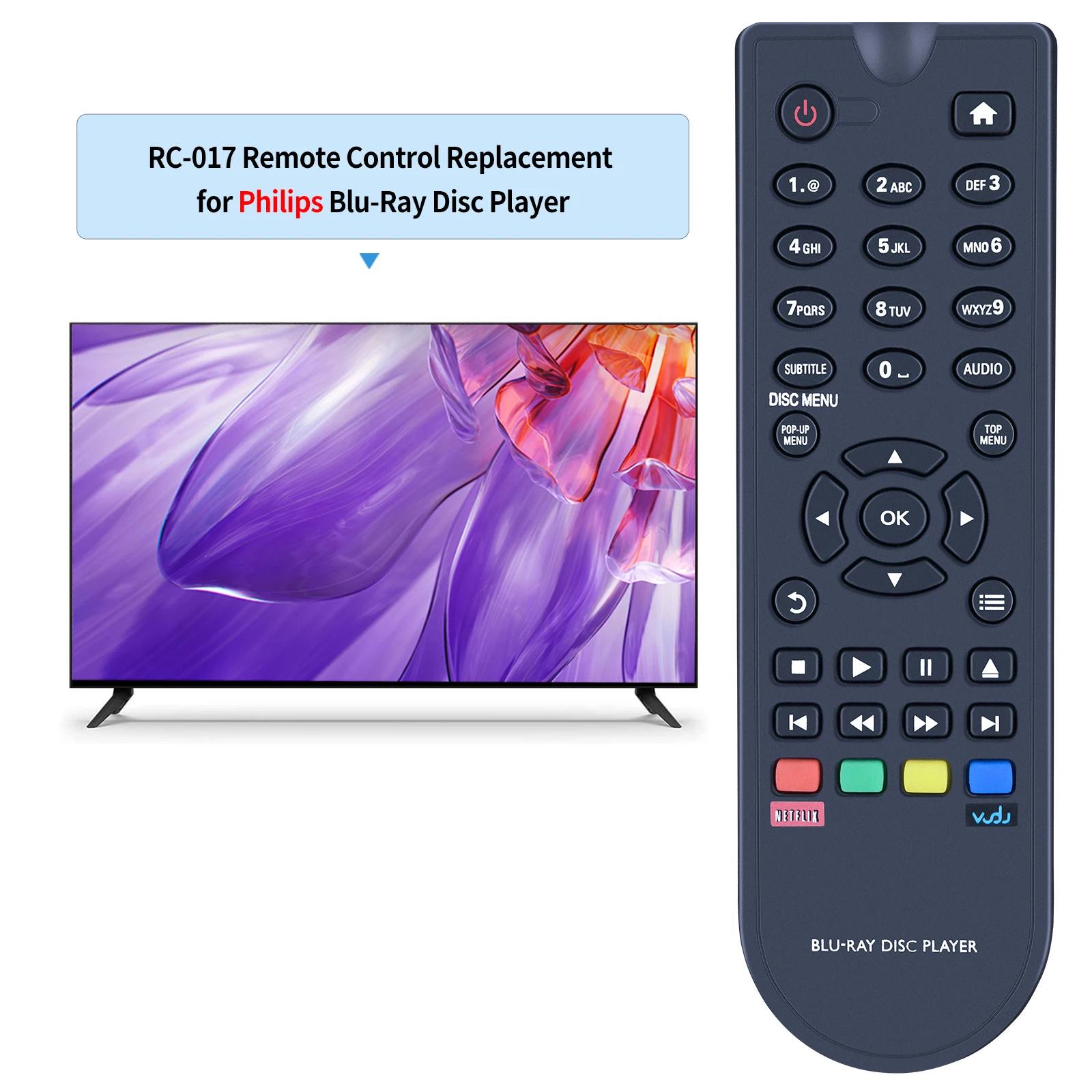 New RC-017 Replace Remote Control For Philips BDP2100K BDP2180 BDP3400 DVD Player