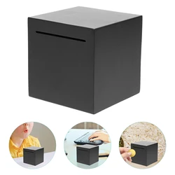 Piggy Bank Adults Stainless Steel Money Saving Box Frosted Black Coin Container Decorative Small Piggy Bank 12*12*12cm