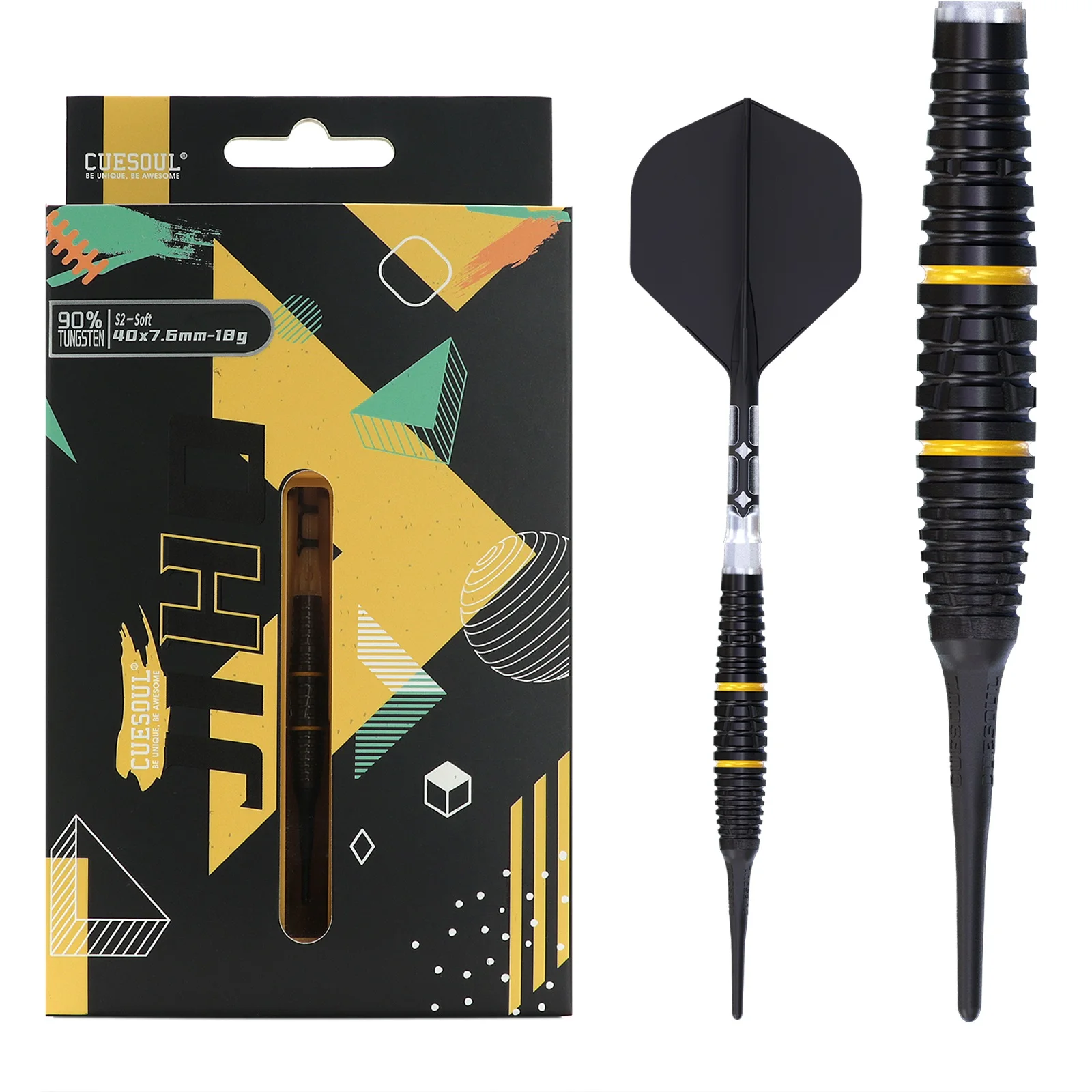 

CUESOUL JIHO S2 18/19g Soft Tip 90% Tungsten Dart Set with Titanium Coated