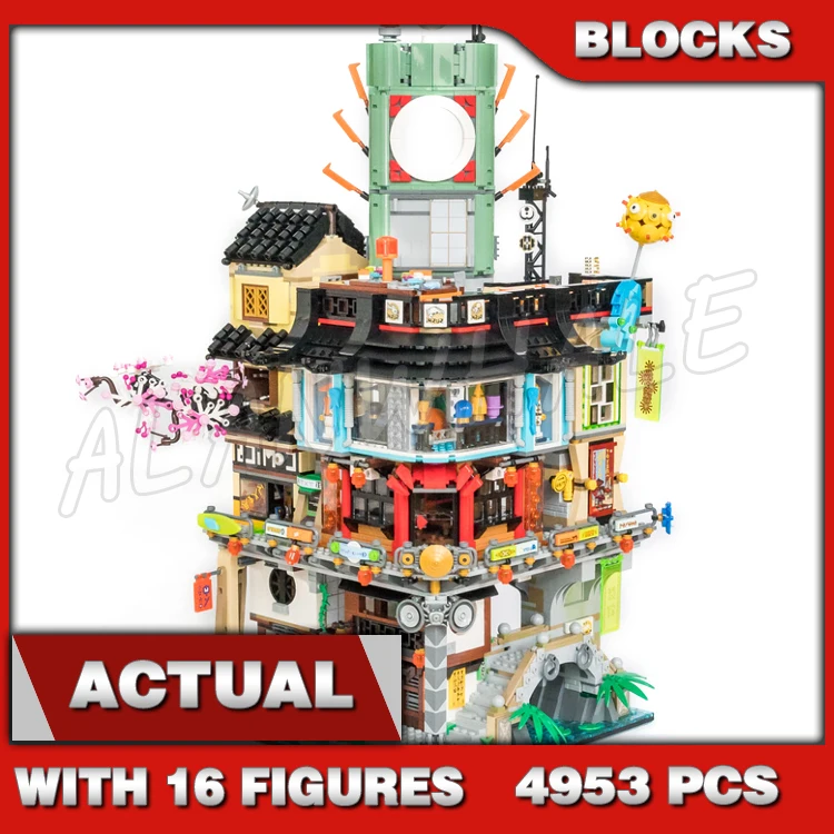 

4953pcs Shinobi City Modular Street Sliding Elevator Fish Market Store Tower 10727 Building Blocks Toys Compatible with Model