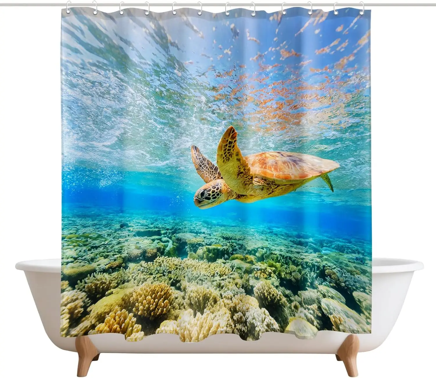 

Занавески для душа с морской черепахой, бирюзовый синий, большой барьер, риф, океан, декор для двери сарая, полиэфирная ткань, водонепроницаемые занавески для ванной комнаты, набор