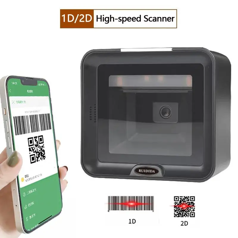 1D 2D Platform Barcode Scanner Desktop Bar Reader Hands-Free Code Scanner Wired USB Scanner QR Code Reader