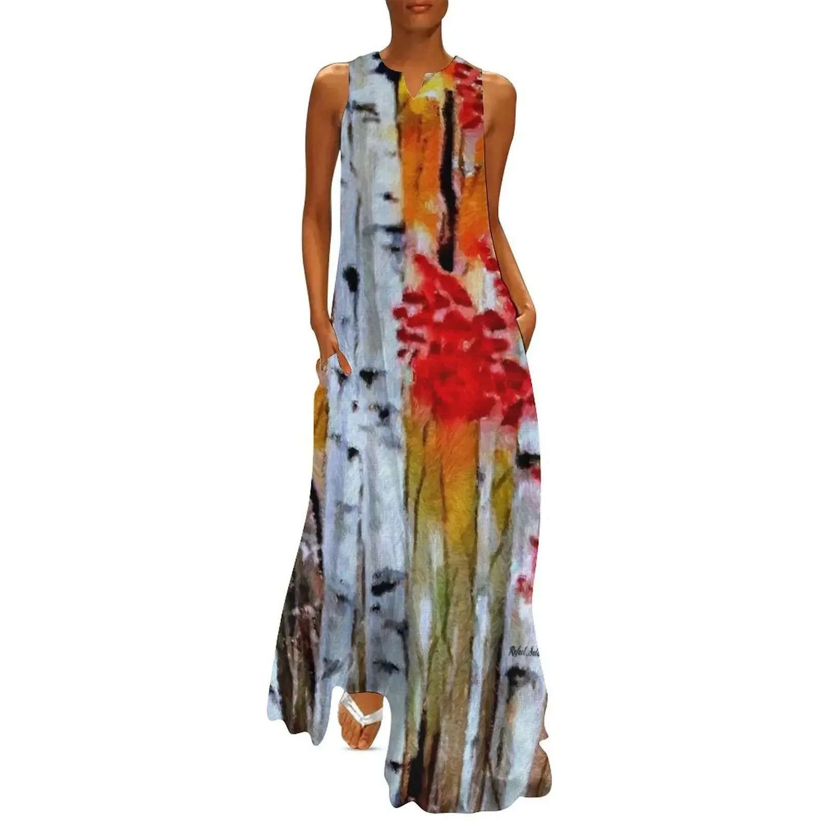 

Birch Trees in Fall Long Dress chic and elegant evening dress luxury dress women's luxury party loose summer