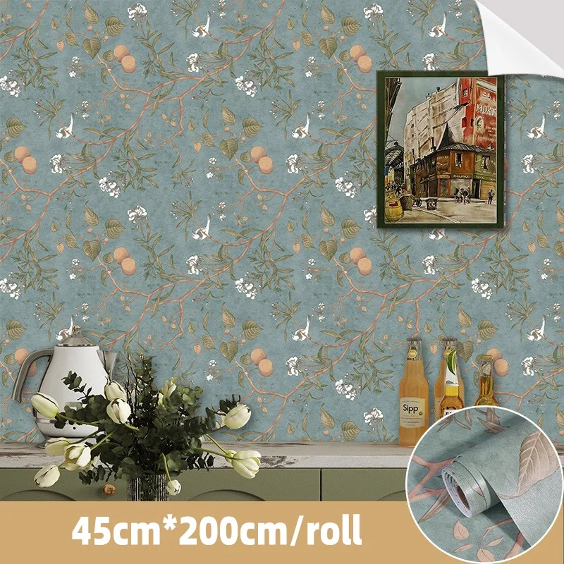 

Self-Adhesive PVC Wallpaper Nature Plants Series Wall Stickers Home Decoration Waterproof Wallpaper for Bedroom Kitchen Closet