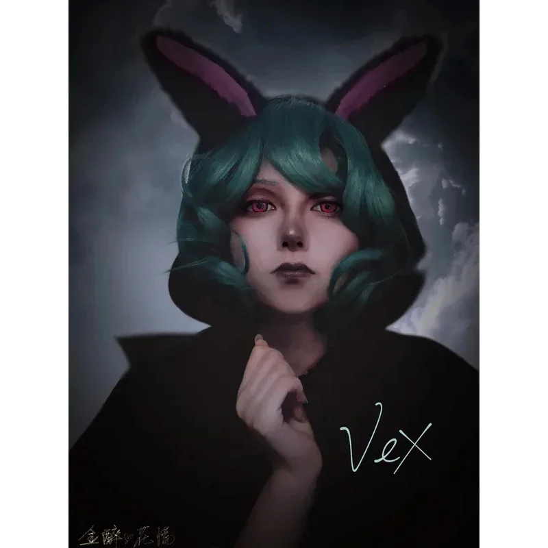 شعر مستعار LOL Dark Templar Vix التنكري مع شعر أخضر مجعد وشعر قصير. مناسبة لحفلات الهالوين وعيد الميلاد. #6