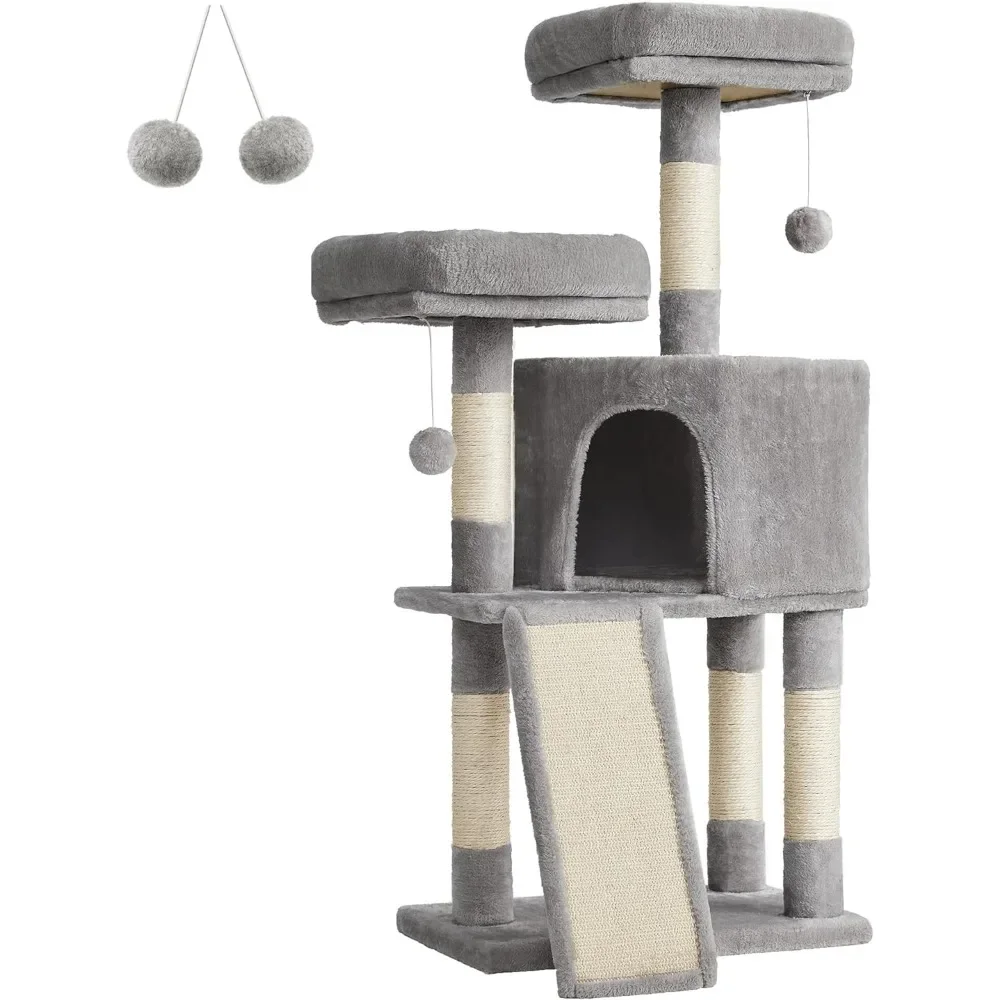 

Feandrea Cat Tower, Tree for Indoor Cats, 45.3-Inch Cat Condo with Scratching Post, Ramp, Perch, Spacious