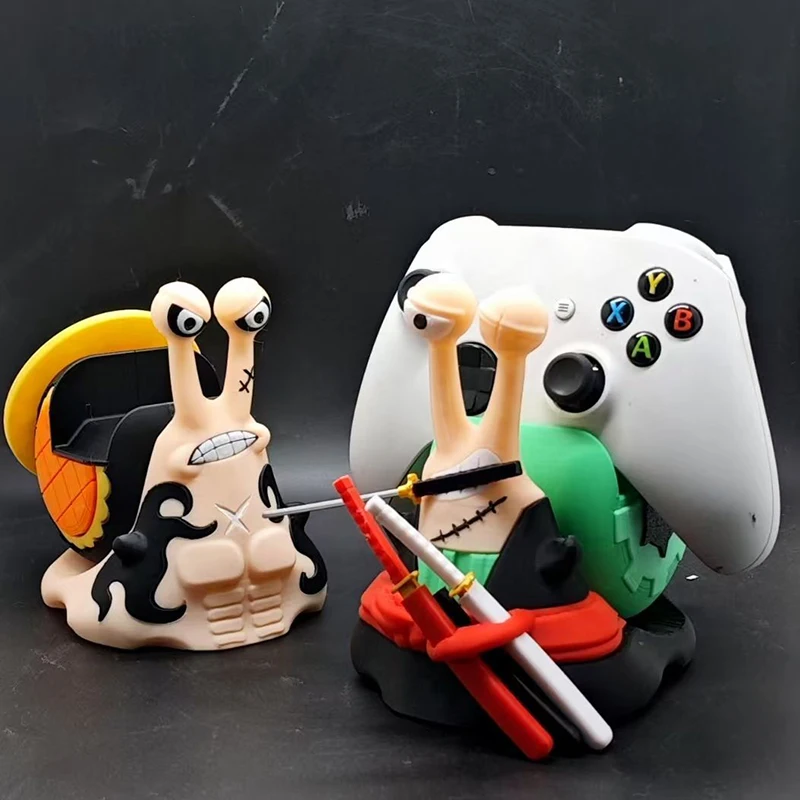 One Piece Figur Den Den Mushi Desktop Ornamente Roronoa Zoro Statue Modell Spielzeug Dopamin Einzigartiger GamePad Halter Perfektes Geschenk