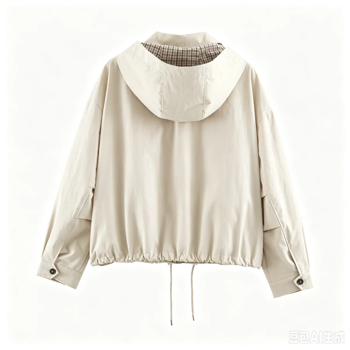 2026 Damen Stilvoller Mantel mit Karo-Futter, Herbstjacke mit abnehmbarer Kapuze, Revers, lockerer Passform, Reißverschluss, Kordelzug am Saum, lässige Streetwear-Oberbekleidung – Detail 4