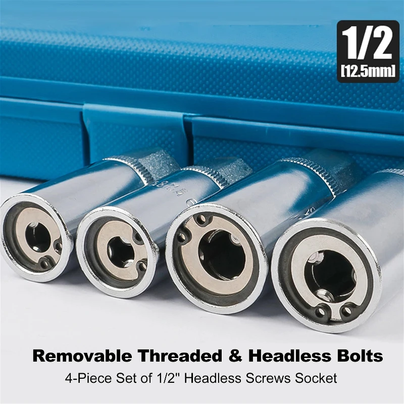 Bolt Extractor Set for Damaged Broken Bolts, Stripped Screw and Nut Remover Tool, Easy Demolition Kit, 4Pcs
