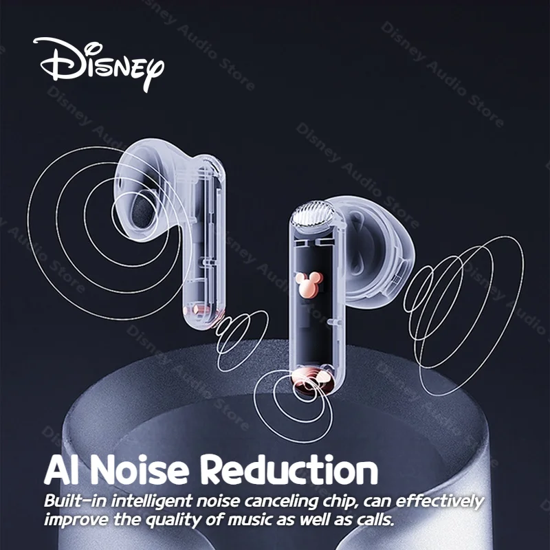 Disney-auriculares inalámbricos Q7 de Mickey y Minnie, audífonos internos TWS con cápsula espacial, Bluetooth 5,2, tipo C, con cancelación de ruido