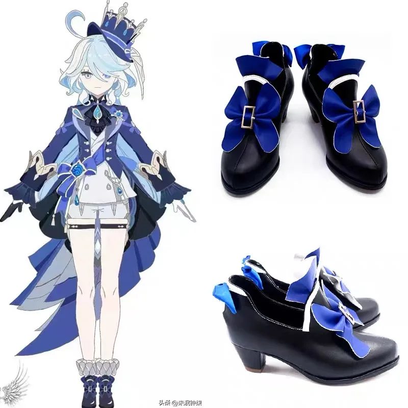 Game Genshin Impact Black Furina Cosplay  Shoes Focalors God Role Play  Custom Made