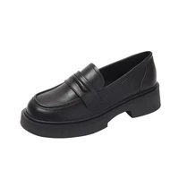 Women Black/Reddish Brown Platform Loafers Round Toe Chunky Sole Slip On Penny Loafers Comfortable Casual Office Shoes - Image 6