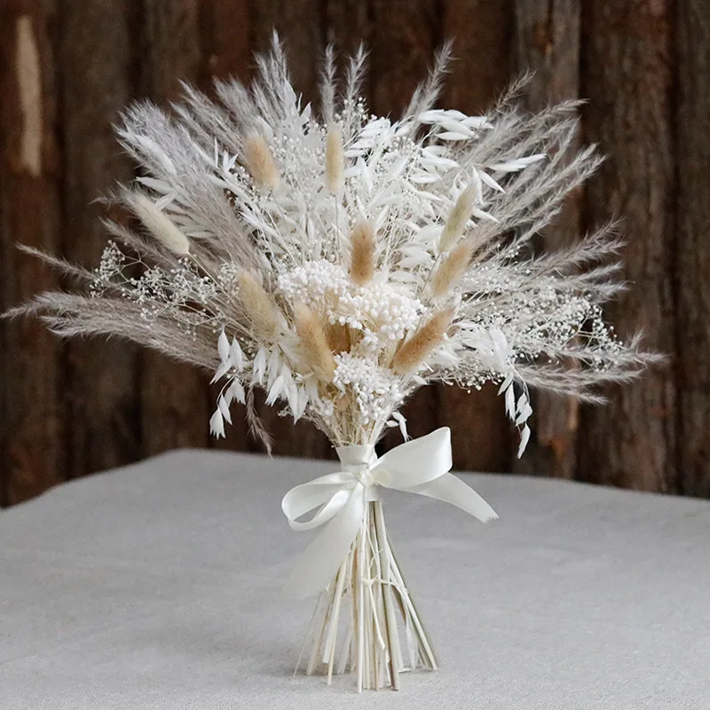 White Wedding Party Bedroom Decor Pompous Grass Dried Natural Pampas Grass Decor Boho Birthday Natural Pompas Flower Bouquet