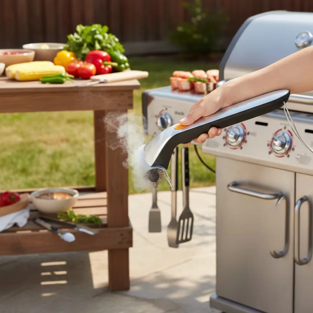 Electric stainless steel portable high-quality barbecue cleaning brush, newly designed, rotatable, rechargeable