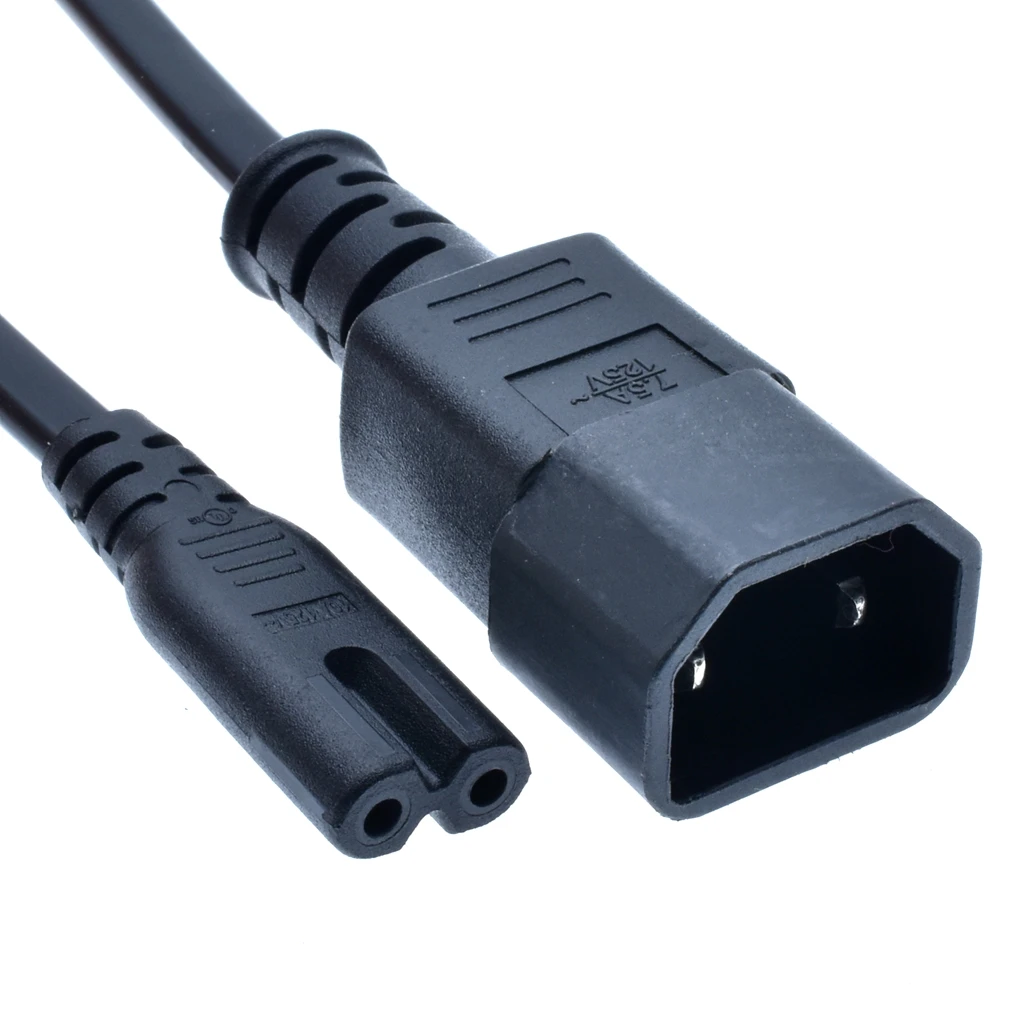 Iec 320 C18 Figuur 8 C7 Verlengsnoer Voor Pdu/Ups, iec C14 2pin Male Naar C7 Platte Outlet Socket Power Adapter Kabel, 18AWG,130 Cm