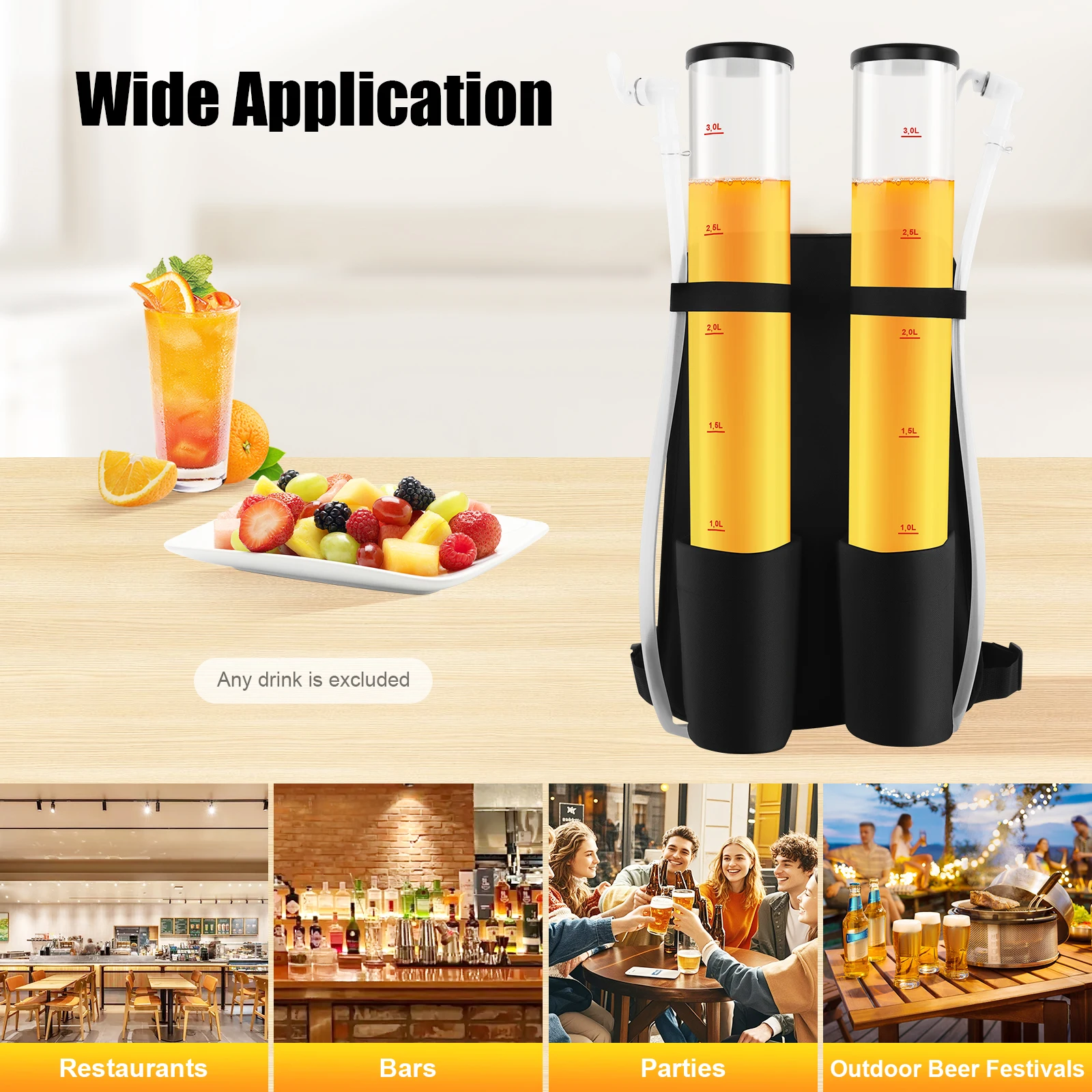 

Portable 6L Drink Dispenser – Dual Containers, Backpack Included for Easy Transport, Perfect for Parties & Events