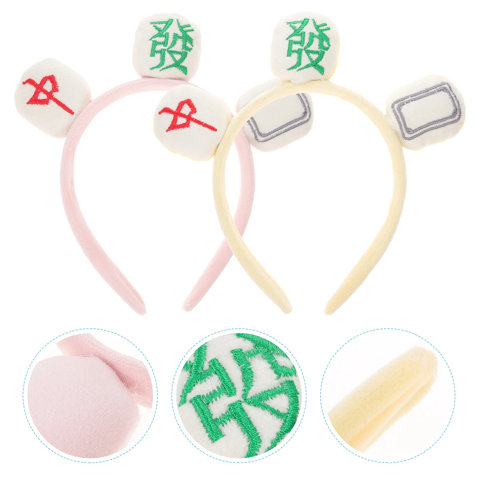 

2Pcs Mahjong Design Headband Cute Creative Hair Accessory for Women Girls Face Washing Makeup Bath Skincare Tool