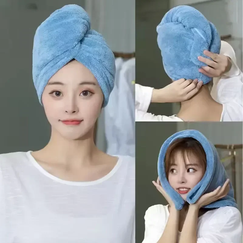 1/2PCS Quickly Dry Hair Hat Towels Super Absorbent Soft Bathroom Women Head Towels Cute Hair Towel Hair Dry Wrap Bonnets
