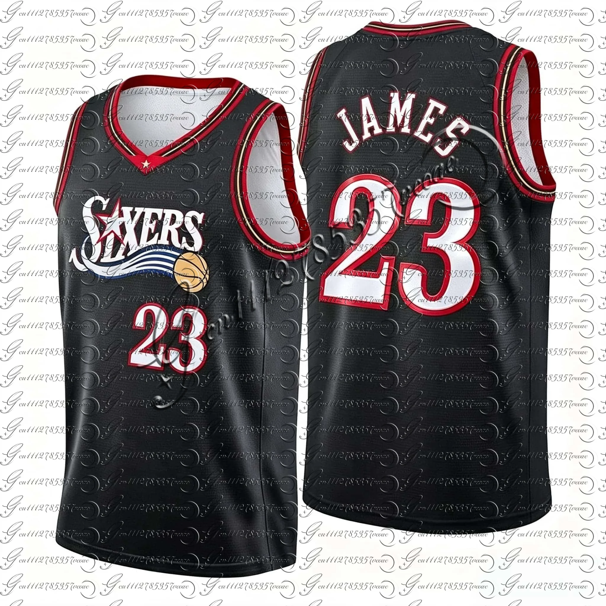 Herren PHILA Basketballtrikot Ärmellos Vintage Shirts Atmungsaktive Sportbekleidung Fan Match Trainingsweste FamilyMatching – Detail 6