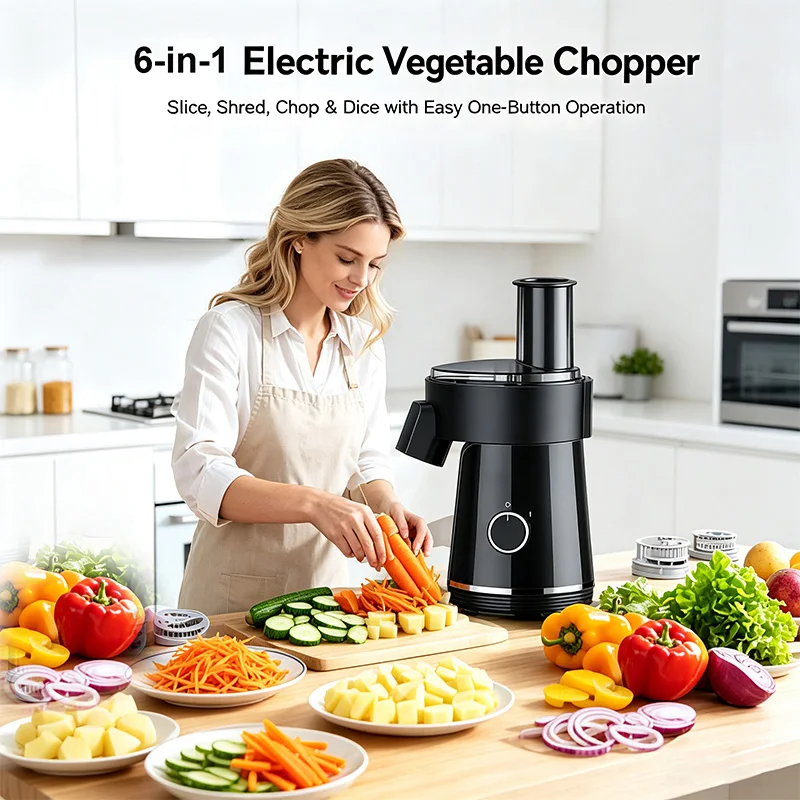 6in1 Multifunction Electric Vegetable Shredder 200W Household Replaceable Blades Slicing Chopper Kitchen Food Processor 220V EU