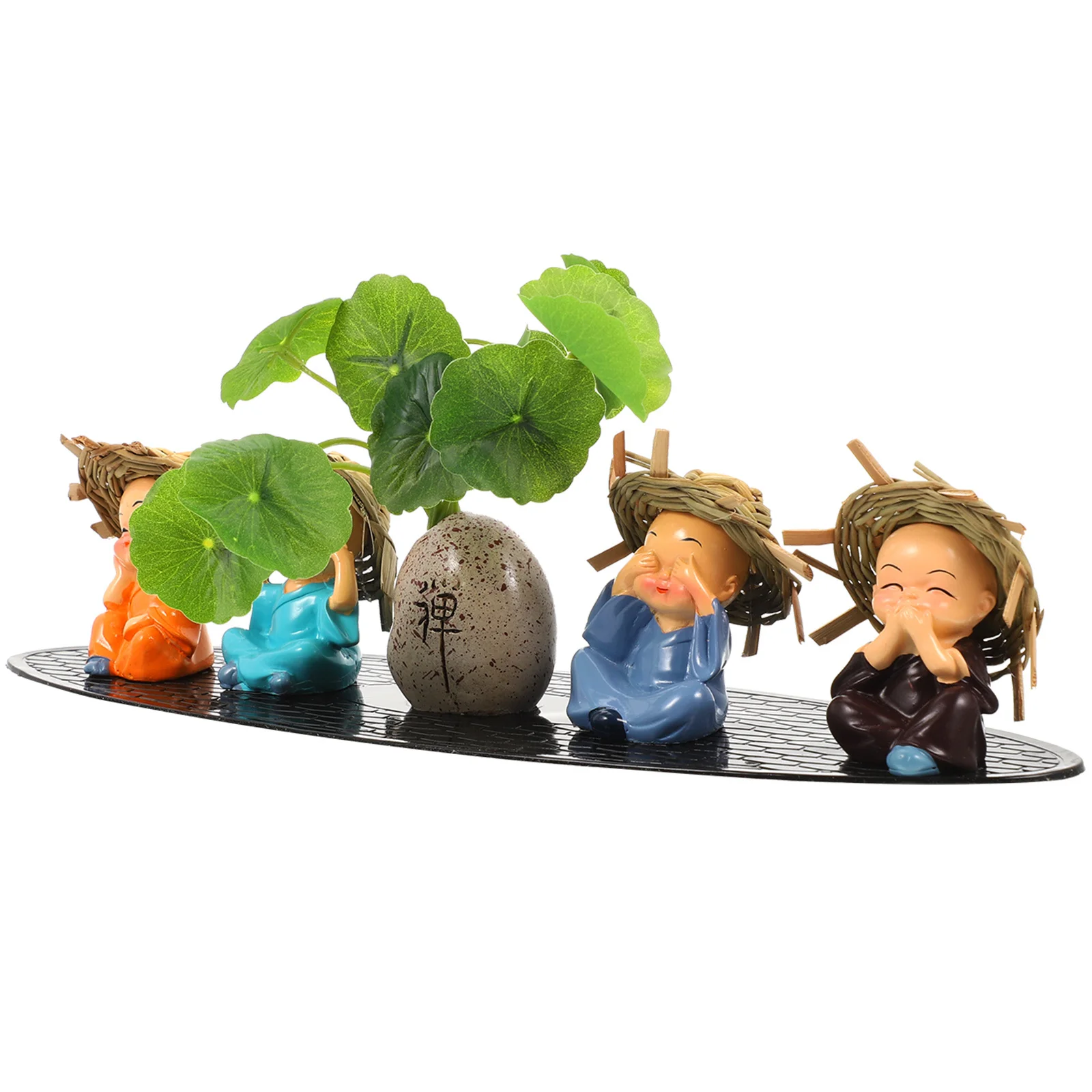 

4Pcs Zen Style Small Monk Auto Dashboard Decorations Resin Car Crafts Home Garden Bonsai Buddha Statue Ornaments