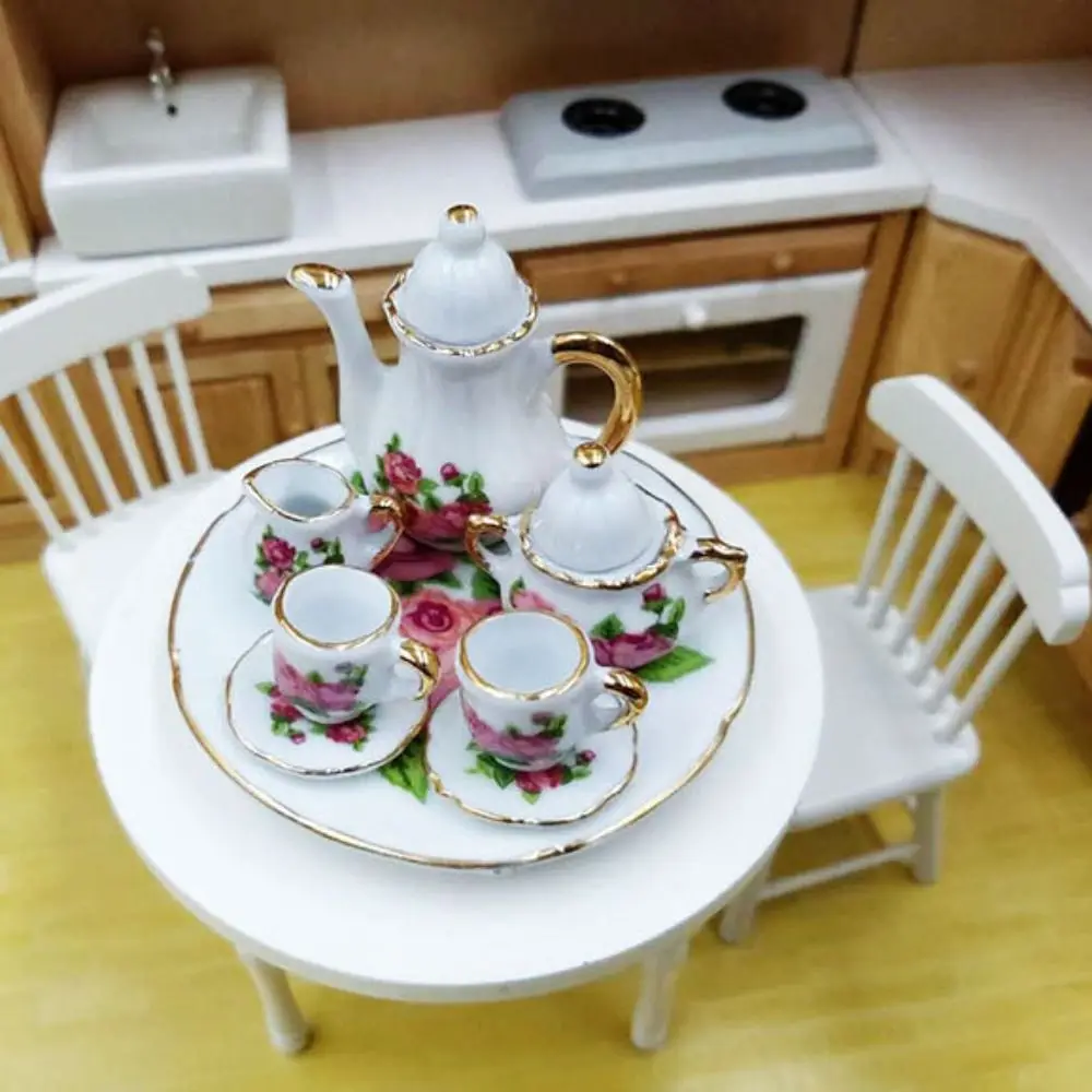 新しいミニドールハウスアクセサリー セラミック9種類 中国茶器 ポケットティーセット 1/6 BJDドール/1.5インチドール/ブライスドール用