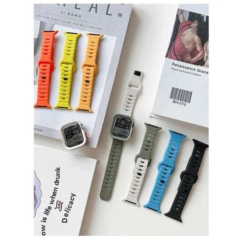 

Чехол + ремешок, силиконовый ремешок для часов, защитный чехол, совместимый для Apple Watch Ultra2 iWatch series 10, 46 мм, 8 9 7 6 SE 5 4 ultra 3 2