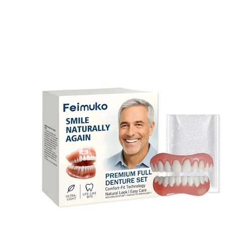 Imagen 2 del producto Prótesis Dentales Completas, Naturales, Superiores e Inferiores, de Silicona, para Hombres y Mujeres, Dientes Postizos Instantáneos para Mayor Confianza, Cuidado de la Higiene Bucal