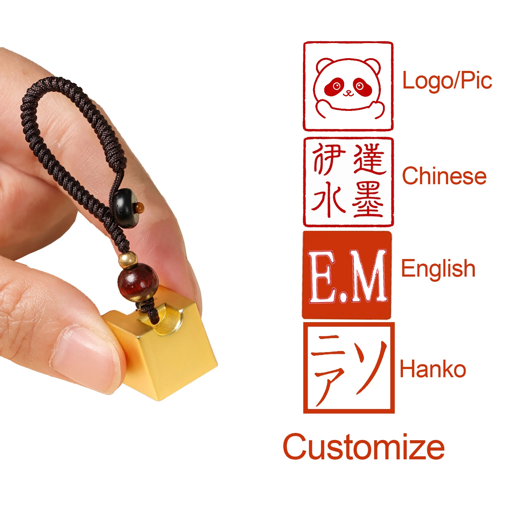 

Custom Chinese Name Stamp Logo Picture English Hanko Stamps Square Metal Gold Seal for Calligraphy Personalized Gifts