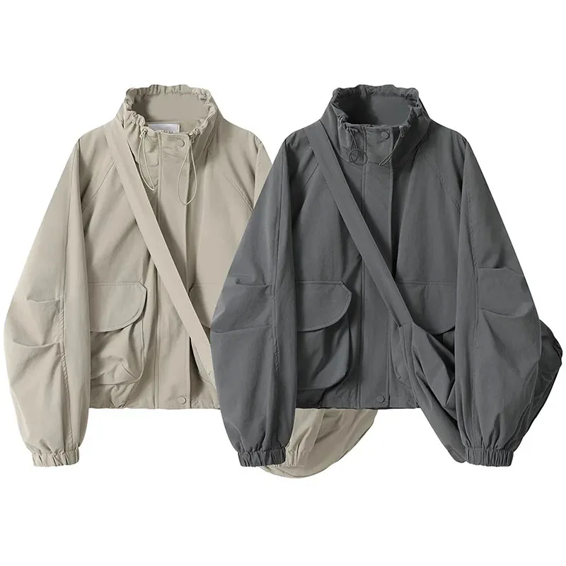 Women's Spring Autumn 2024 New Hooded Zipper Workwear Windbreaker Coat Female Fitting Casual Time American Style Assault Jackets