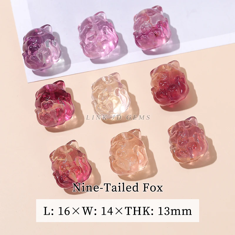 10 teile/los natürliche Fluorit kristall geschnitzte Tiere formen Reichtum quadratische Blume Glück Pixiu süße Perle mit Loch für die Schmuck herstellung – Detail 4