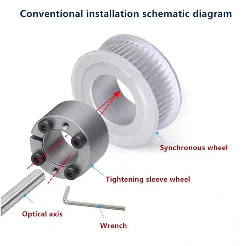 Imagem -06 - Polia de Sincronização Furo de Bucha Keyless Roda Síncrona para Correia Largura 10 mm 15 mm 20 mm 25 mm m mm 6.35 mm 815 mm Htd5m-keyless