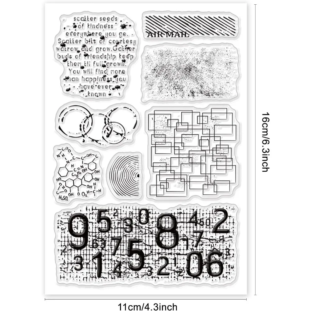 Background Clear Stamps Number Fingerprint Airmail Silicone Stamp Film Frame Transparent Seal Stamps for Invitation Card