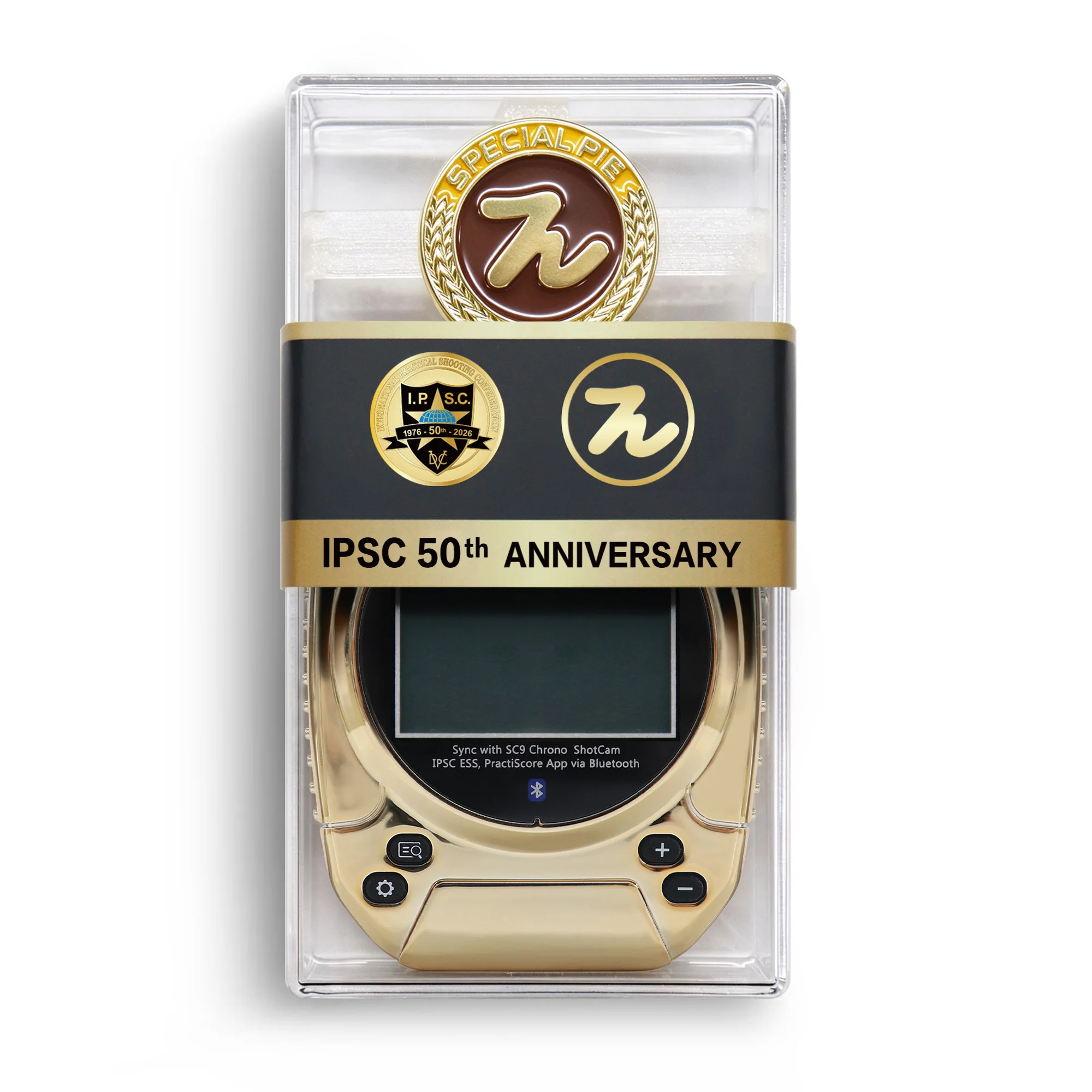 Special Pie M1A2+ IPSC OfficialShot Timer Rechargeable Multilingual 50th Anniversary Gold Limited Edition for IPSC Competitions