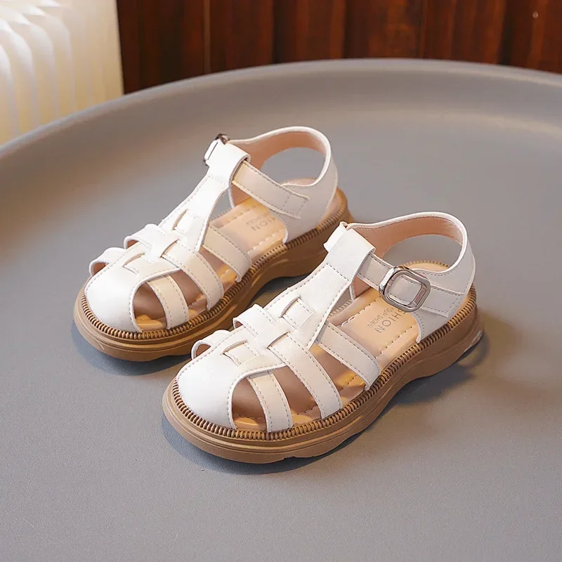 Girls Sandals Summer Hollow-out Children Versatile Sandals Fashion Causal Kids School Braided Style Flat Sandals Thick Bottom