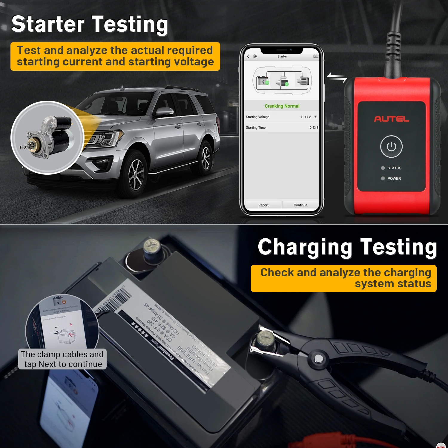 Autel MaxiBAS BT506 Auto Battery and Electrical System Analysis Tool Test Cranking/Charging Systems Test 6-12 Volts 100-2000 CCA