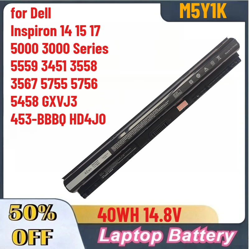 

M5Y1K 40WH/2700mAh Battery for Dell Inspiron 14 15 17 5000 3000 Series 5559 3451 3558 3567 5755 5756 5458 GXVJ3 453-BBBQ HD4J0