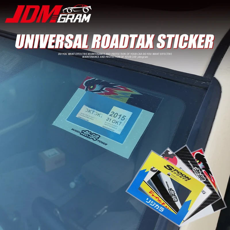 JDM Car Insurance Sticker For Malaysia Tear-free Annual Inspection  Mugen Spoon J's Racing Road Tax Waterproof Auto Accessories