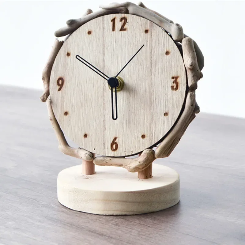 

Log Desktop Clock Living Room Household Simple Clock Room Decoration Table Create Bedside Clock