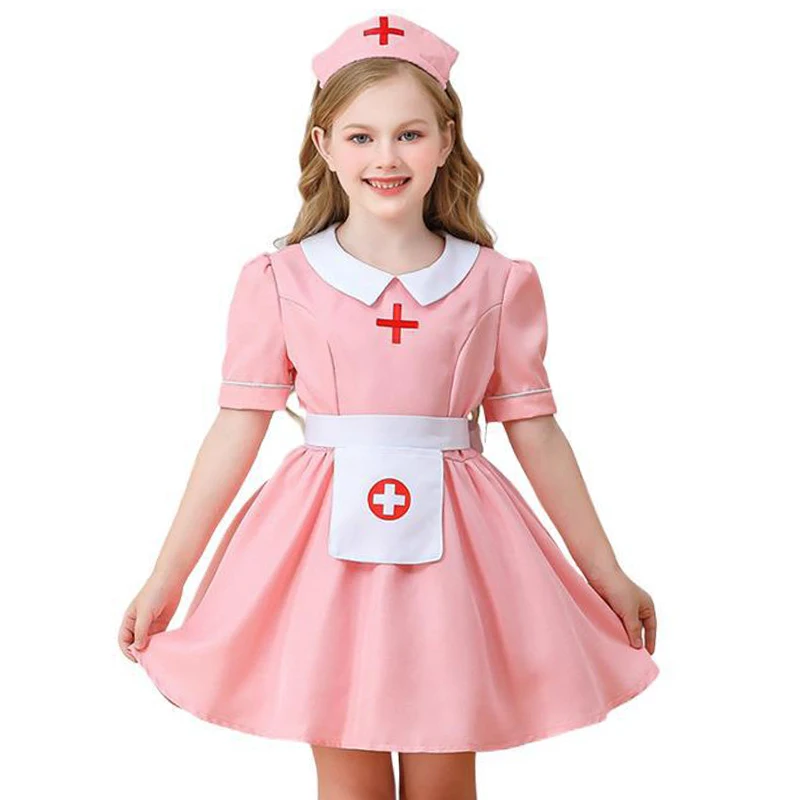 

Halloween Children's Costume Pink Nurse Costume Doctor Nurse Girl Performance Cosplay Dress