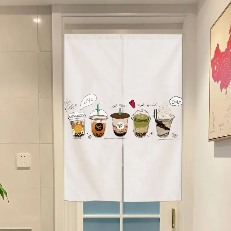 

MilkTea Shop Door Curtain Bubble Tea Coffee Shop Creative Partition Curtain Kitchen Hanging Curtain Noren