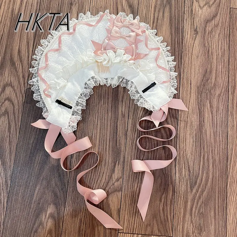 Kawaii Ästhetische Handgemachte Hut Frauen Lolita Mädchen Farbe Passenden Süße Rote Schleife Flachen Hut Sommer Neue Lolita Cos Haar Zubehör