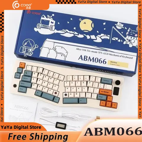 Cidoo ABM066 Alice Schermo per tastiera meccanica Personalizzato Tri Mode Manopola multifunzionale Guarnizione per tastiera da gioco wireless RGB Mac VIA