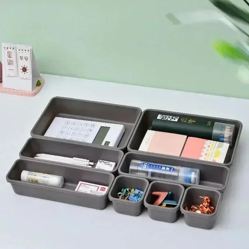 

Plastic Box Multifunctional Stationery Rack 8-piece Set Sundry Storage Office Storage Box Desk Folding Drawer Study Supplies