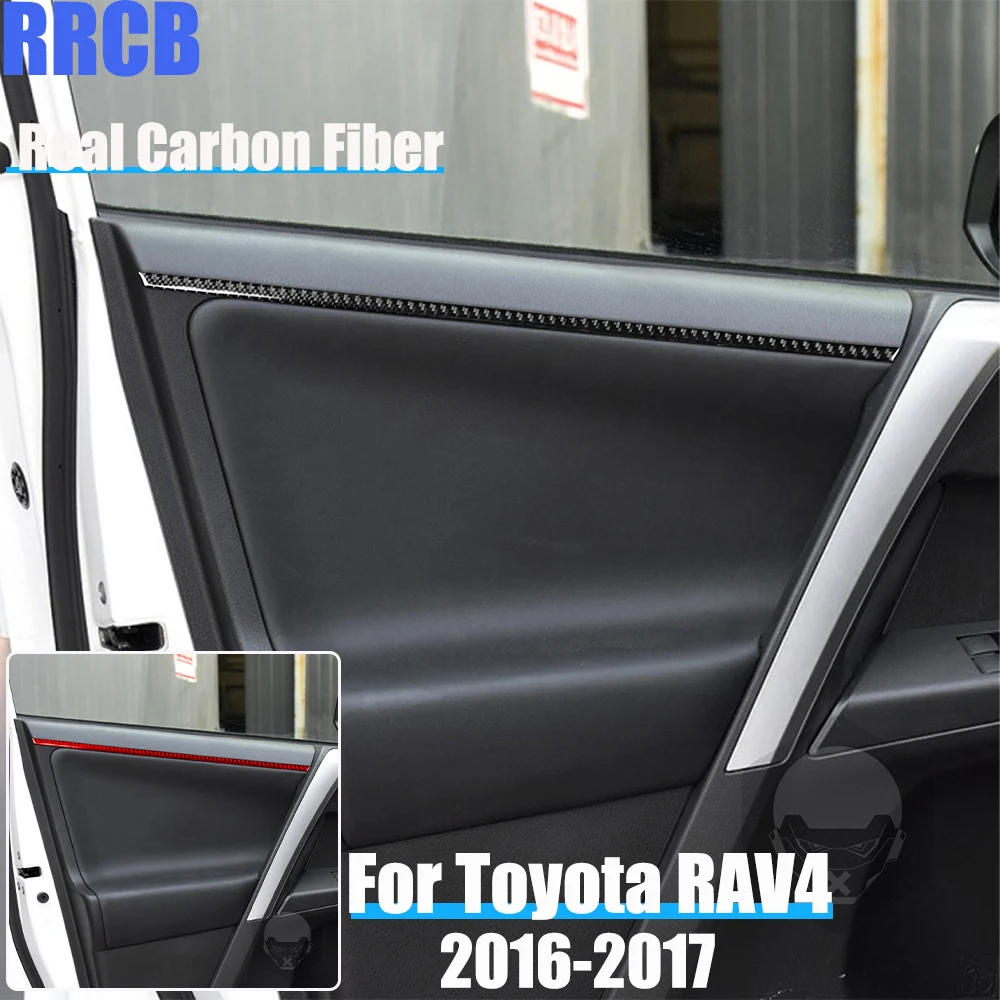 

Настоящее углеродное волокно, автомобильные аксессуары, дверные полоски, декоративная мягкая наклейка на чехол для Toyota RAV4 2016-2017