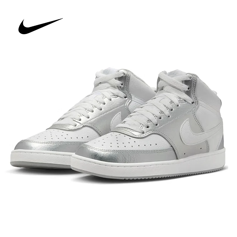 

Nike Women's Court Vision Mid Sneakers Winter New Mid-Top Skate Shoes Casual Durable Classic Air Force 1-Inspired CD5436-108