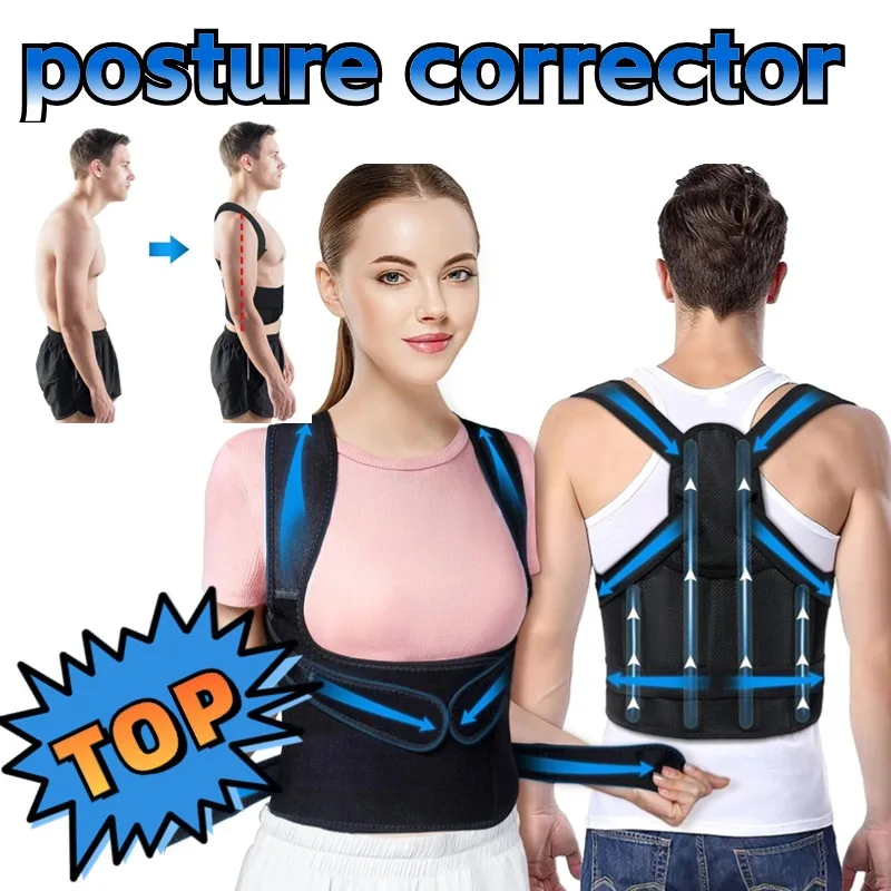 Back Brace Posture Corrector Neck Shoulder Lumbar Adjustable Back Support Belt Improve Hunchback Pain Relief Women & Men Gym New