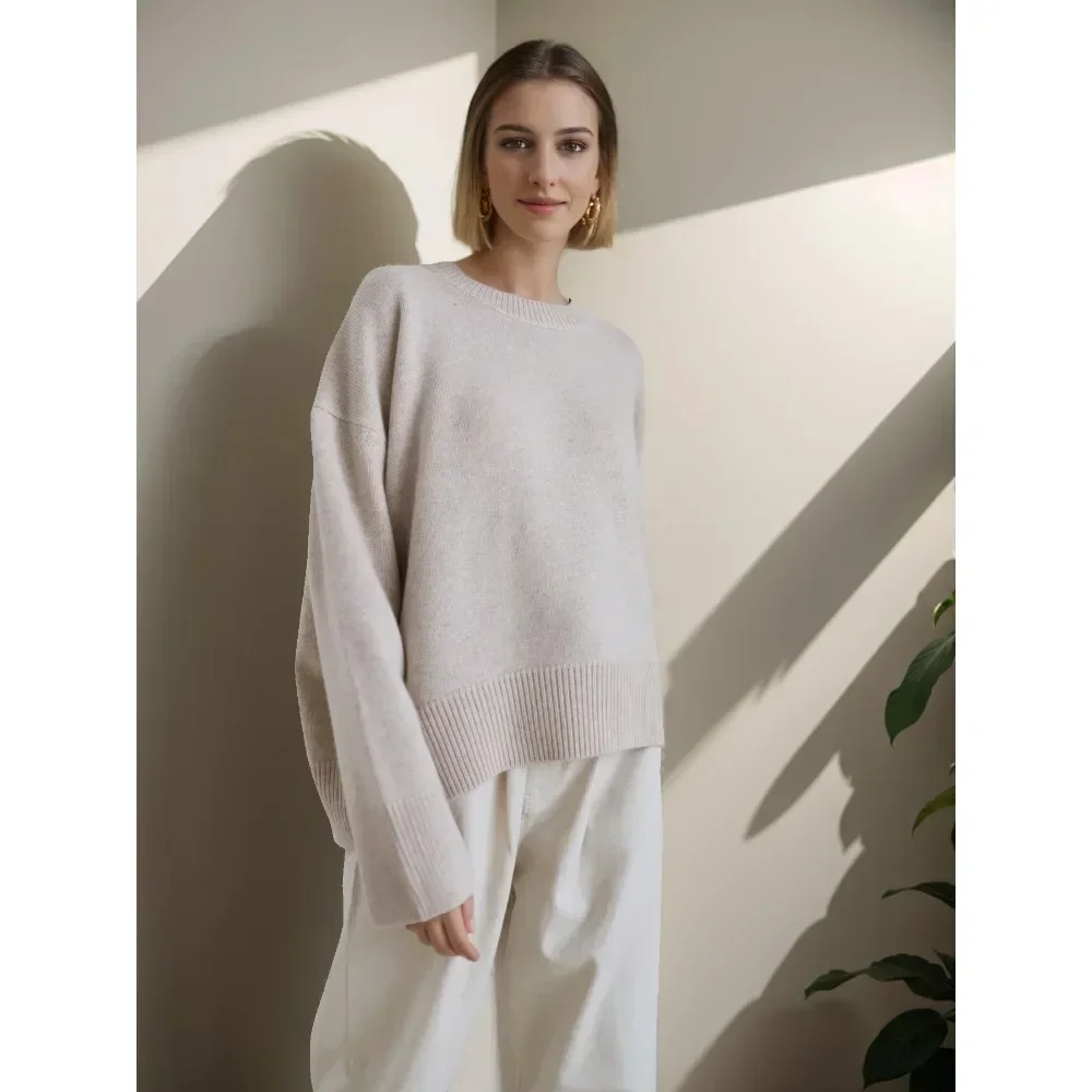 Maglioni oversize azzurri per donna 2024Maglione allentato bianco di tendenza Casual autunno inverno caldo maglione lavorato a maglia spesso