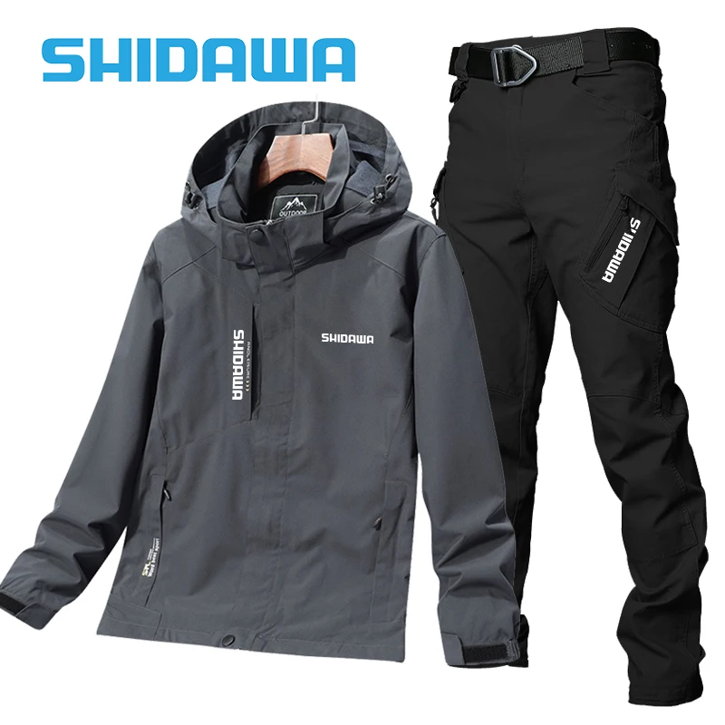 Imagem -06 - Fatos de Pesca com Capuz Masculino Roupas de Montanhismo Windproof Impermeável Jaqueta de Ciclismo Calças Finas Esportes ao ar Livre Primavera Outono